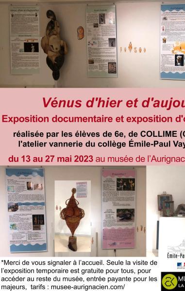 Exposition "Vénus d'hier et d'aujourd'hui" réalisée par les élèves du collège d'Aurignac