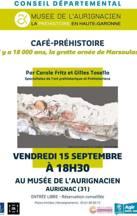 Café-Préhistoire | Vendredi 15 septembre : Il y a 18 000 ans, la grotte ornée de Marsoulas par Carole Fritz et Gilles Tosello